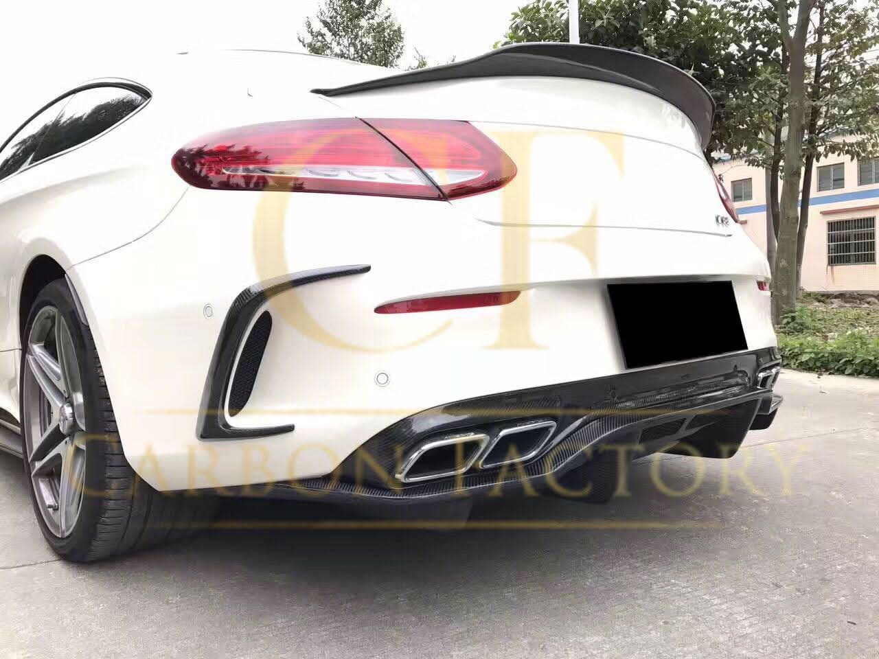 Carbon Fibre Rear Bumper Trims for Mercedes W205 C Class 2 Door Coupe 15-18 - Carbon Factory