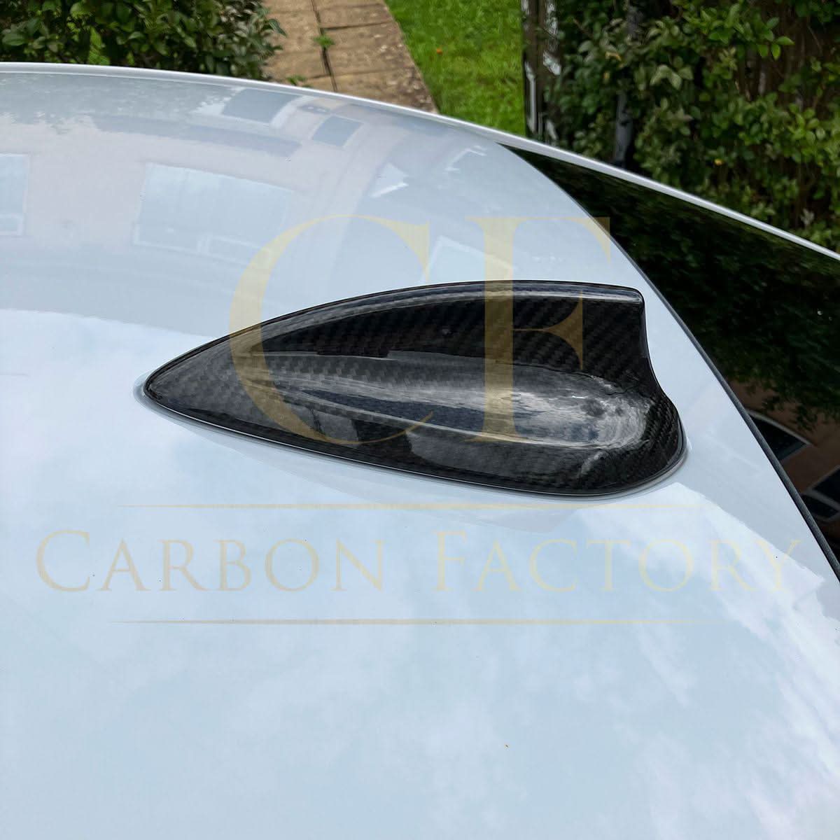 Pre-preg carbon fiber shark fin antenna cover for BMW F22 F30 F32 M2 M3 M4, exterior trim accessory with a sleek finish.