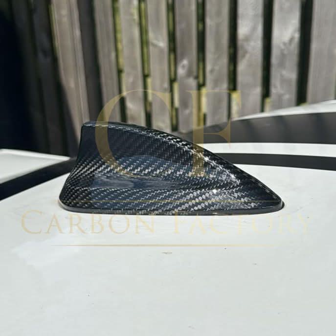 Pre-preg carbon fibre shark fin antenna cover for BMW F22 F30 F32 M2 M3 M4 exterior trims, featuring sleek carbon fibre finish.