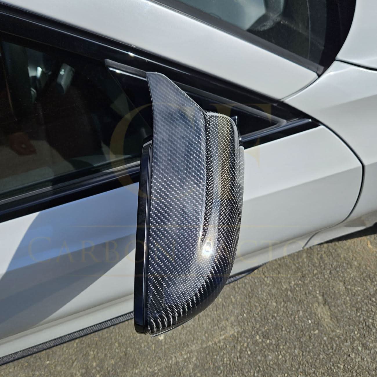 Carbon fibre replacement mirror covers for BMW G20 3 Series, stylish and durable door mirror cap options.