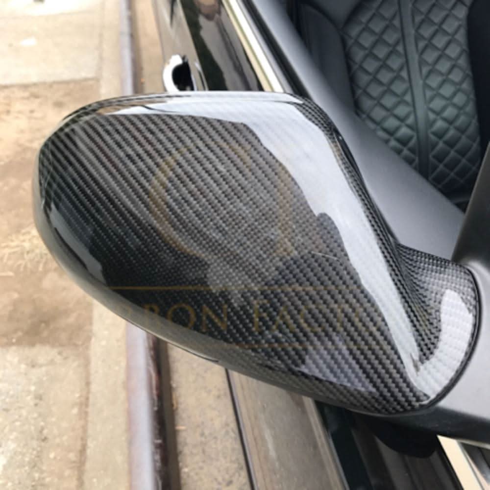 Carbon fiber mirror covers for Audi C7 A6 S6 RS6 2012-2018, replacement side mirror cap set with textured finish.