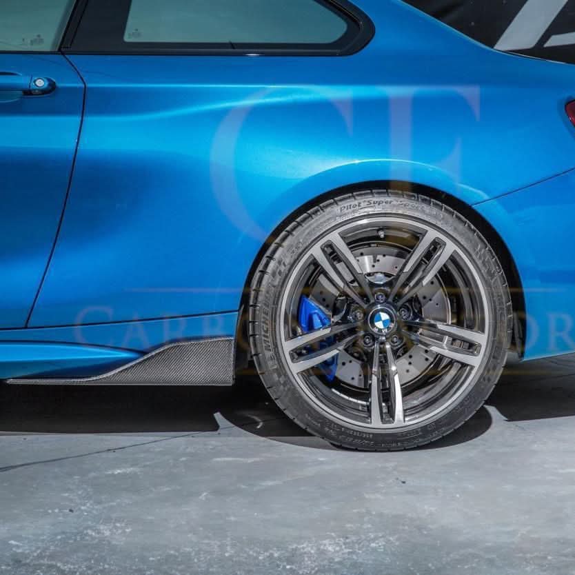 Carbon Fibre side skirt for BMW F22 2 Series and F87 M2, designed for sporty aerodynamic enhancement.