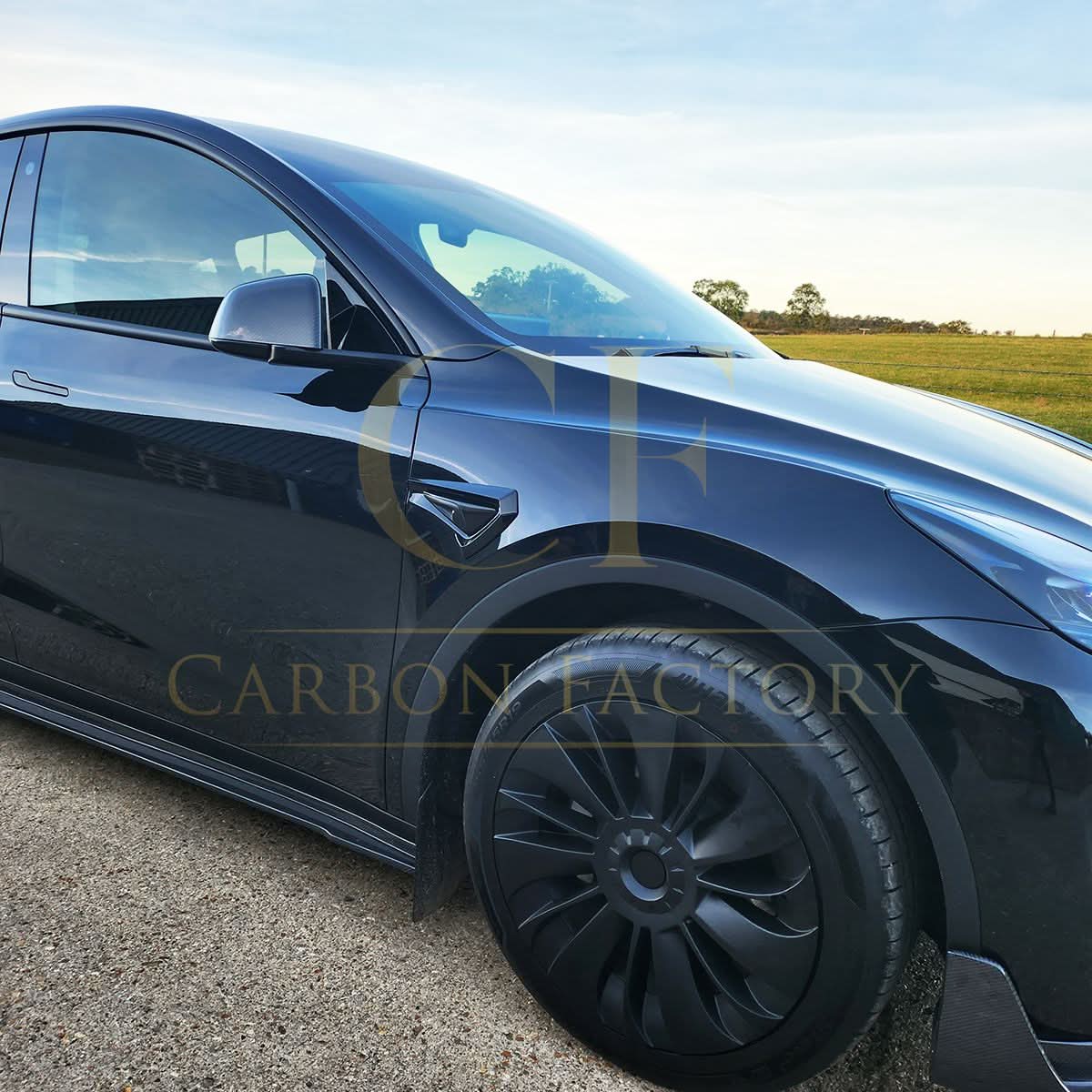 V Style Carbon Fibre Side Skirts for Tesla Model Y 19-23 - Carbon Factory
