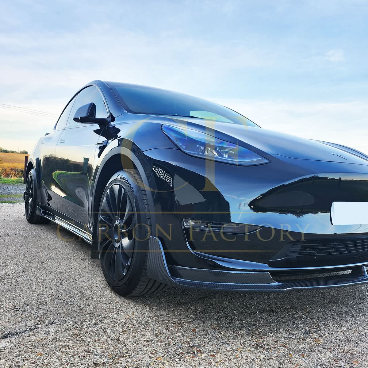 V Style Carbon Fibre Side Skirts for Tesla Model Y 19-23 - Carbon Factory