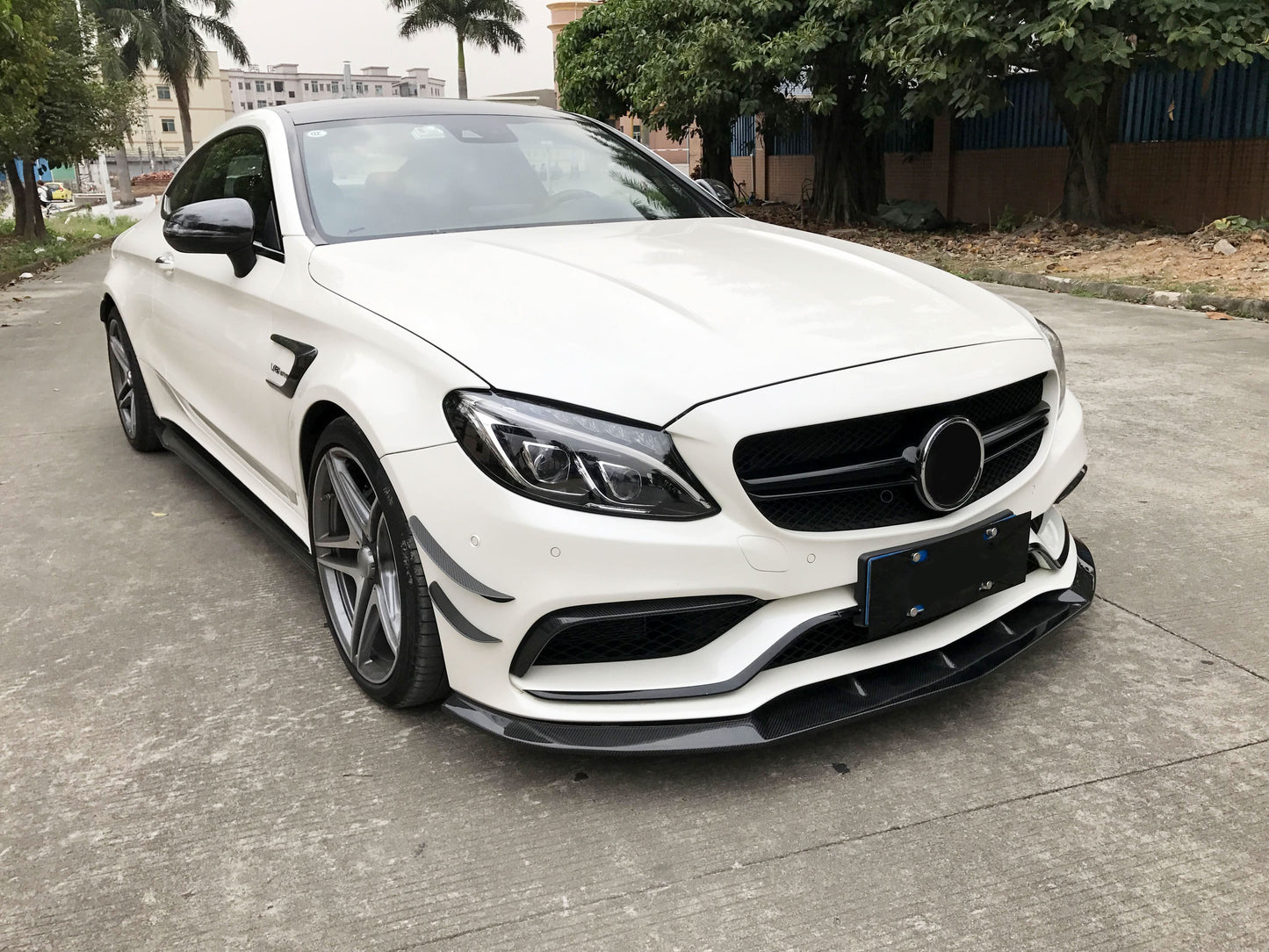 CS Style Carbon Fibre Front Splitter for Mercedes W205 C63 C63s 4 Door 15-21 - Carbon Factory