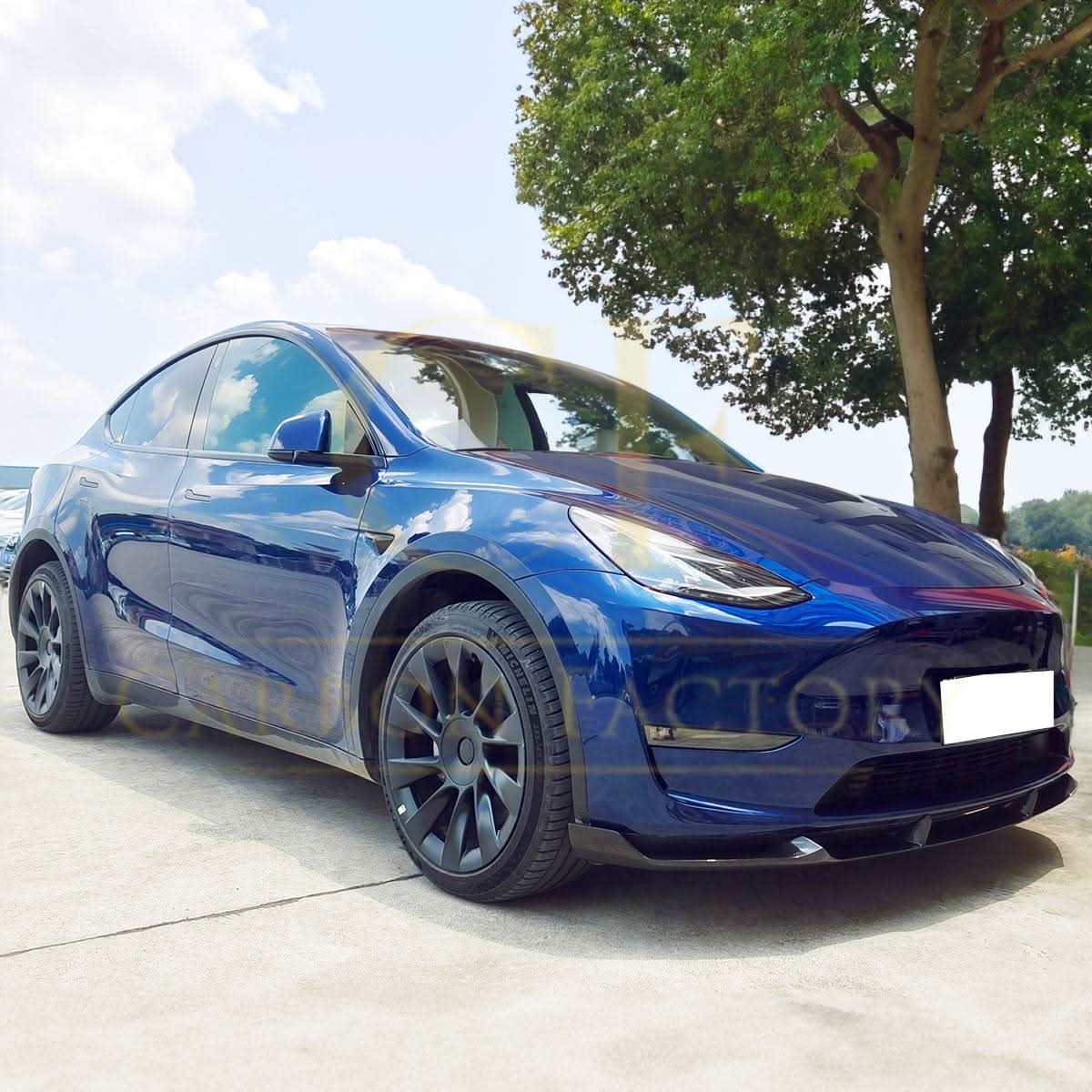 CS Style Pre-Preg Carbon Fibre Front Splitter for Tesla Model Y 19-23 - Carbon Factory