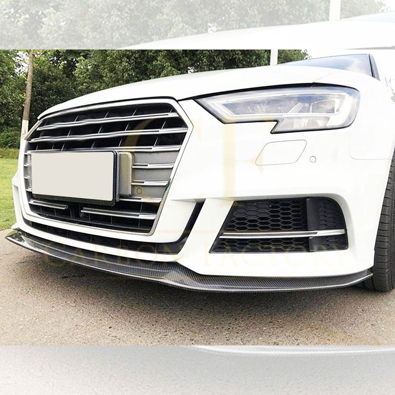 MP Style Carbon Fibre Front Splitter for Audi A3 Saloon S Line & S3 16-19 - Carbon Factory