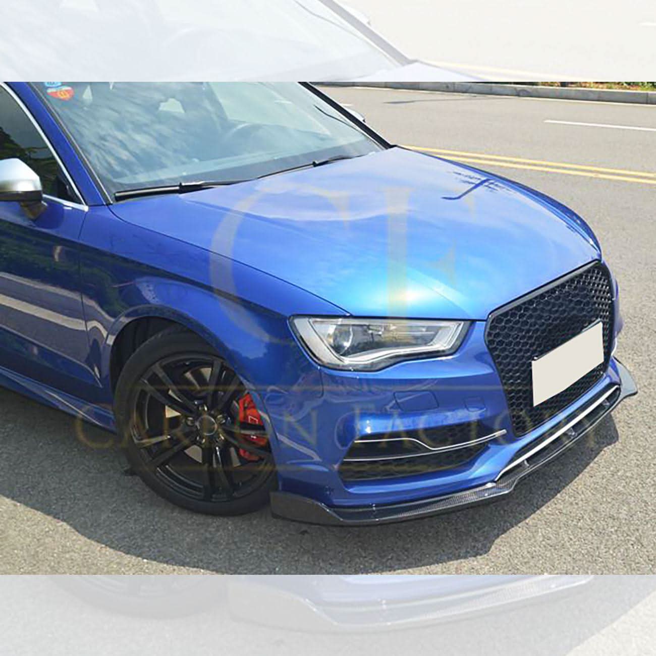 RS Style Carbon Fibre Front Splitter for Audi A3 Saloon S Line & S3 13-15 - Carbon Factory