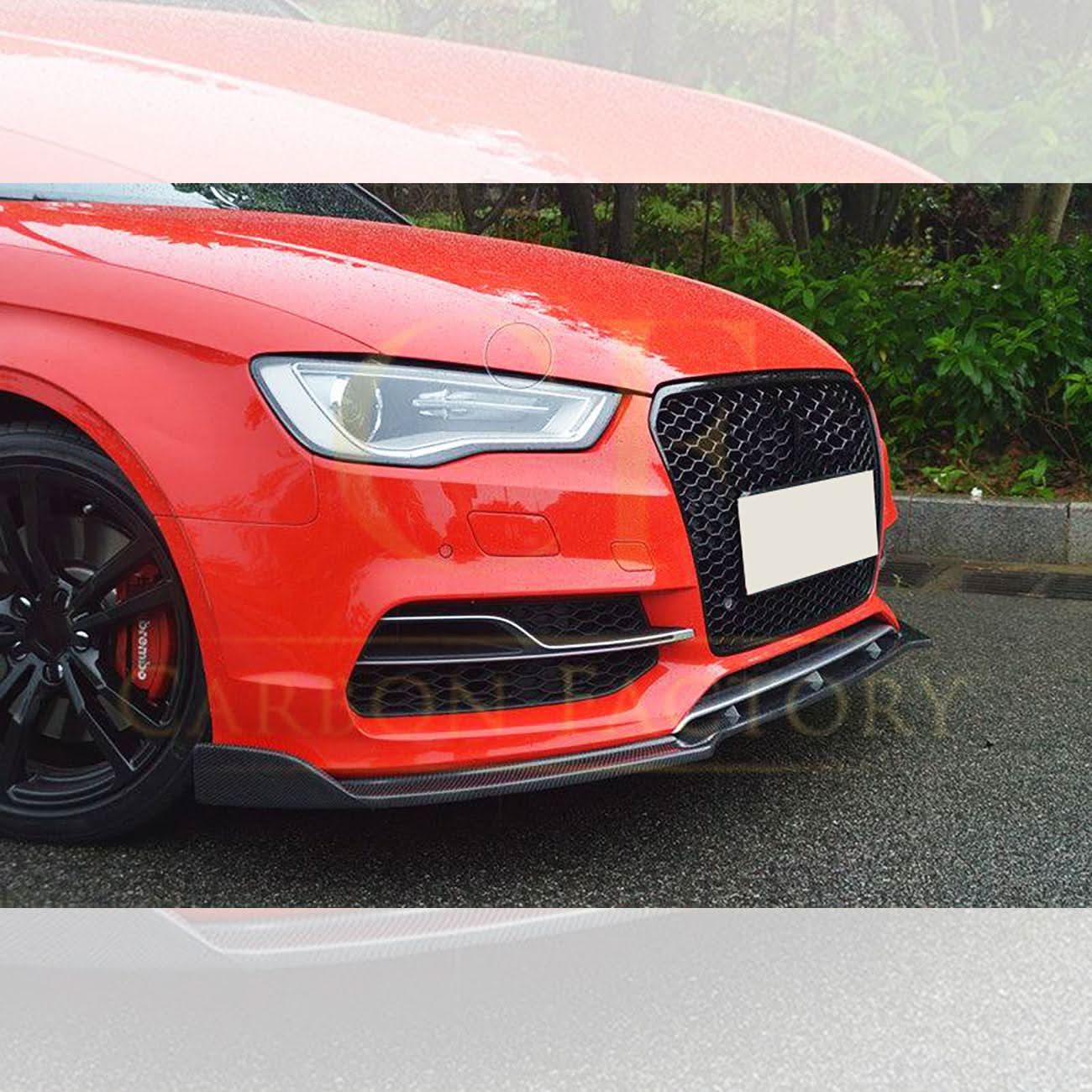 RS Style Carbon Fibre Front Splitter for Audi A3 Saloon S Line & S3 13-15 - Carbon Factory