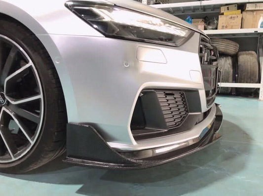 V Style Carbon Fibre Front Splitter for Audi 4K A7 S Line S7 19-22 - Carbon Factory