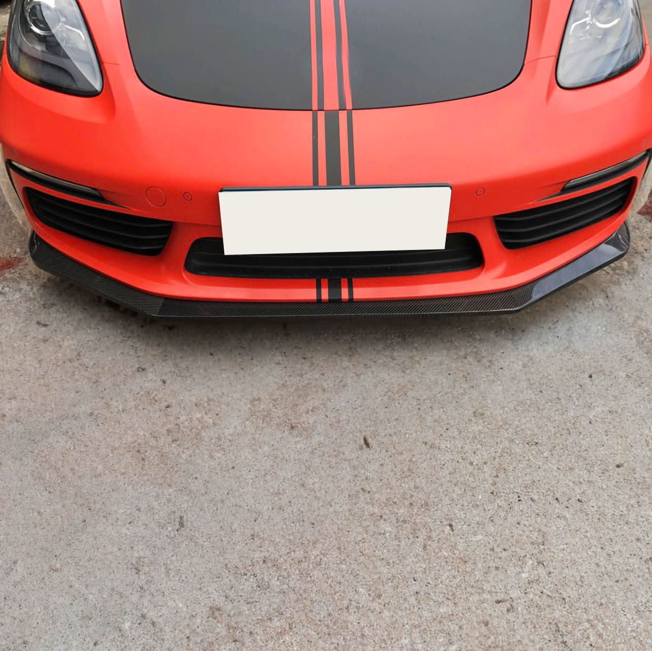 V Style Carbon Fibre Front Splitter for Porsche Boxster & Cayman 718 16-21 - Carbon Factory