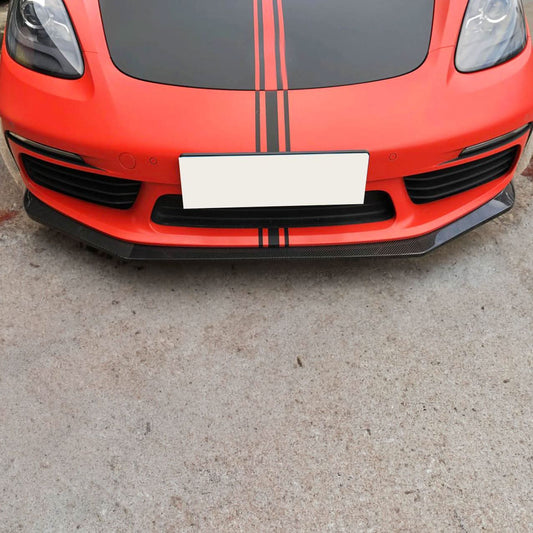 V Style Carbon Fibre Front Splitter for Porsche Boxster & Cayman 718 16-21 - Carbon Factory