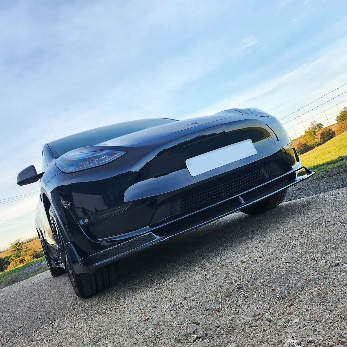V Style Carbon Fibre Front Splitter for Tesla Model Y 19-23 - Carbon Factory
