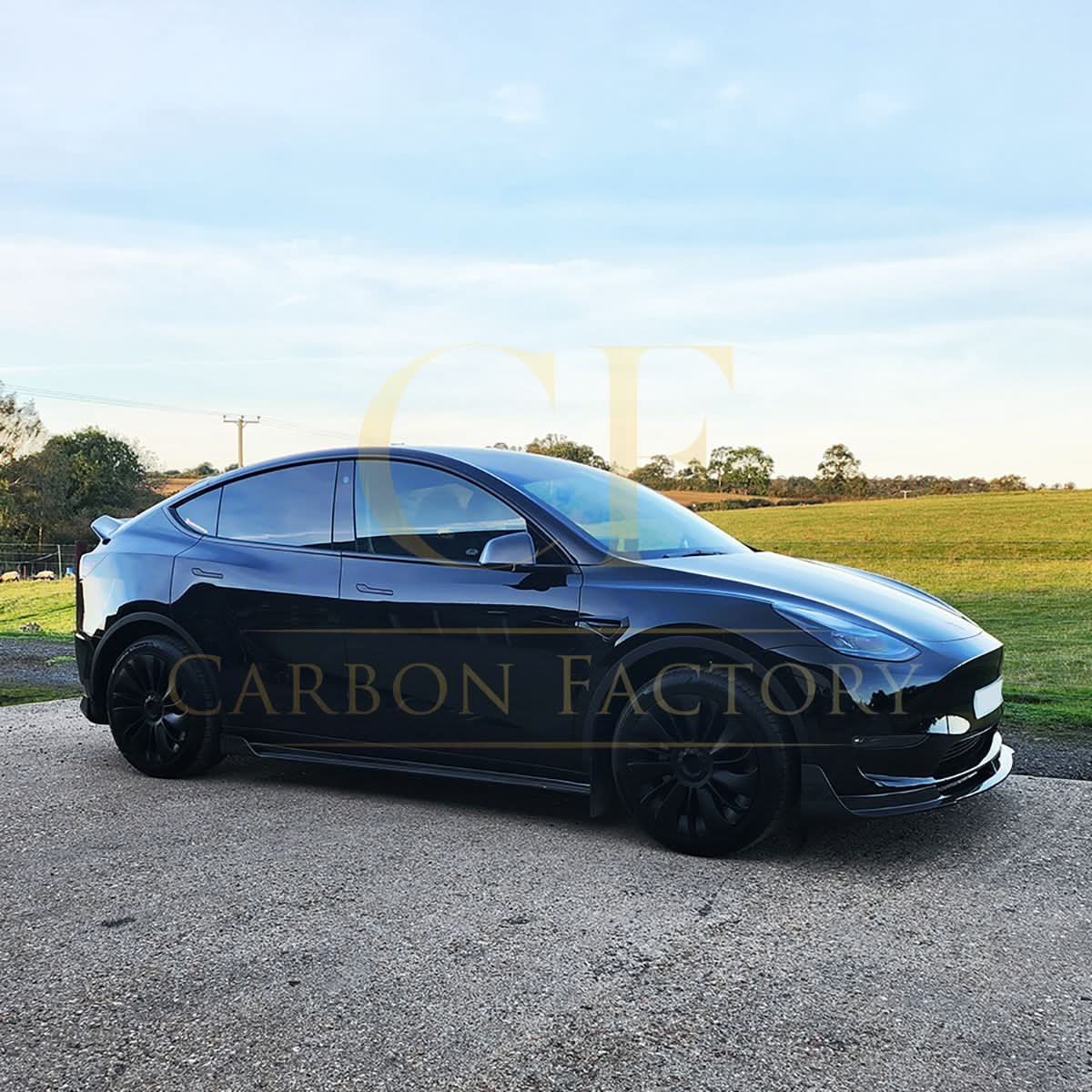 V Style Carbon Fibre Front Splitter for Tesla Model Y 19-23 - Carbon Factory