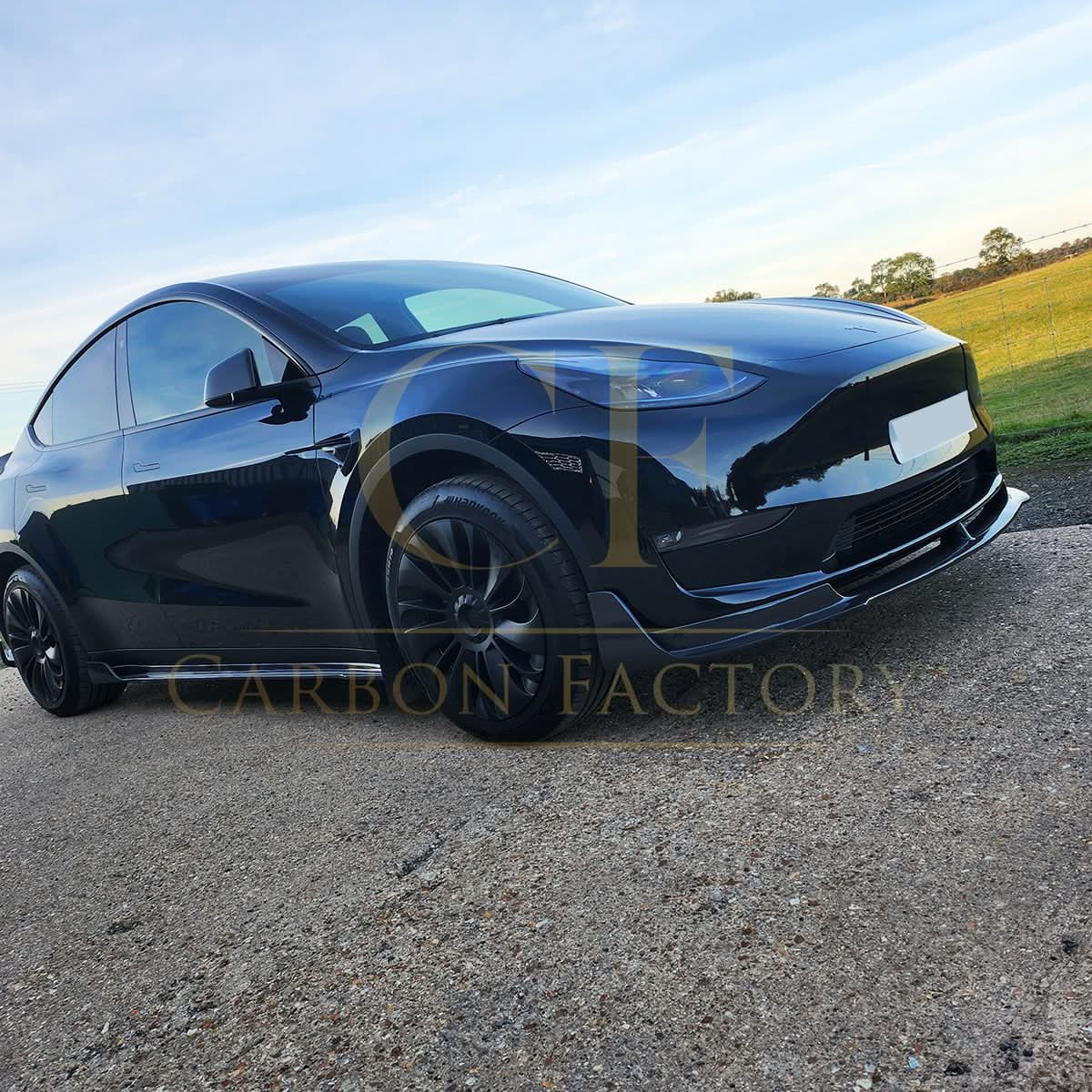 V Style Carbon Fibre Front Splitter for Tesla Model Y 19-23 - Carbon Factory
