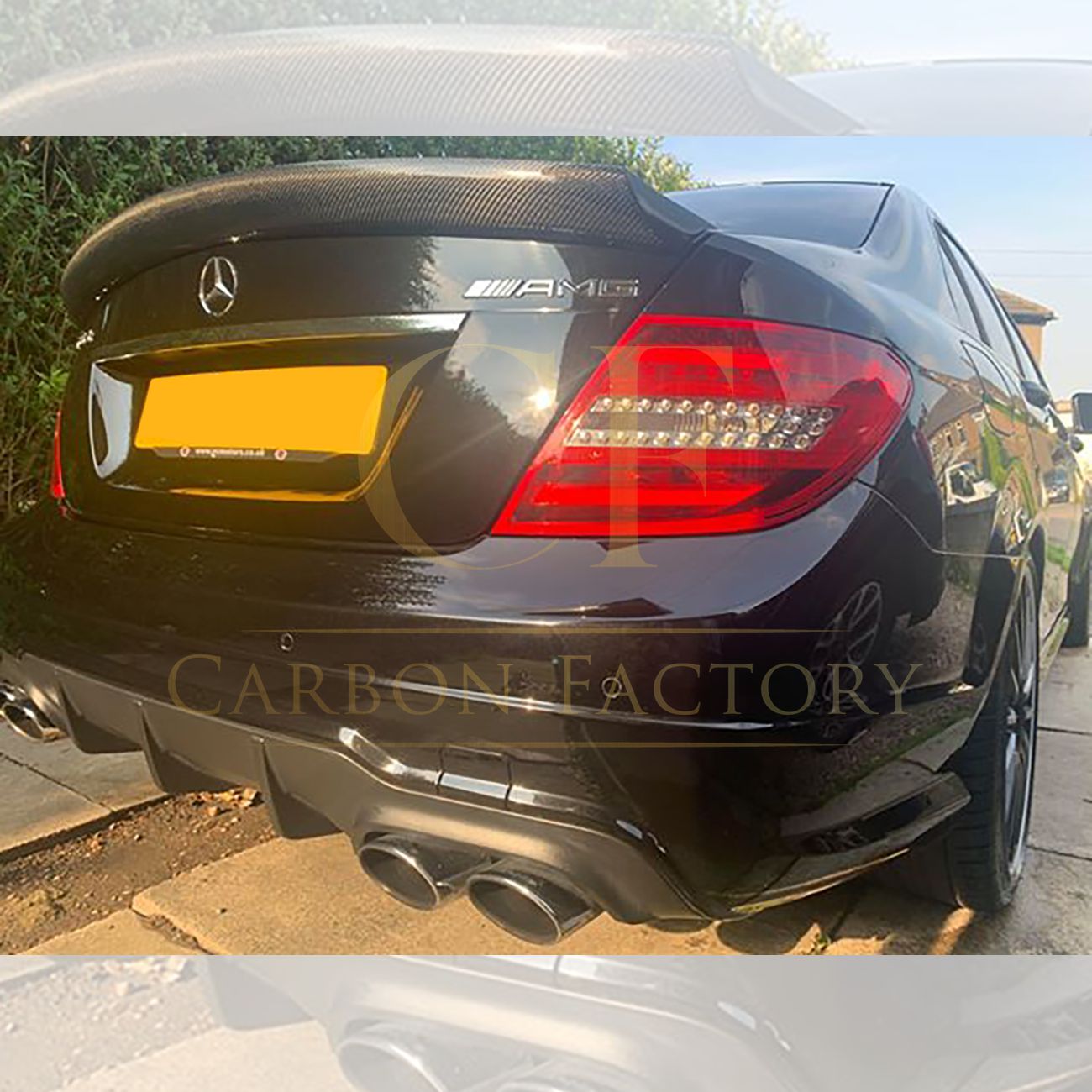 V Style Carbon Fibre Boot Spoiler for Mercedes Benz W204 C Class 07-14 - Carbon Factory