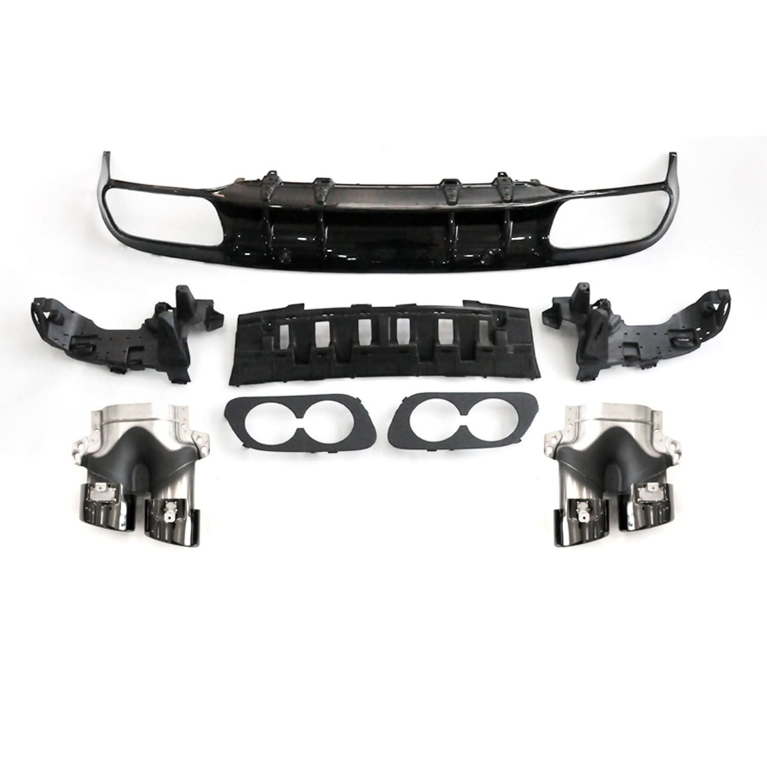 C43 Style Gloss Black Rear Diffuser & Exhaust Tips for Mercedes Benz W205 C Class & C63 Coupe 15-21 - Carbon Factory
