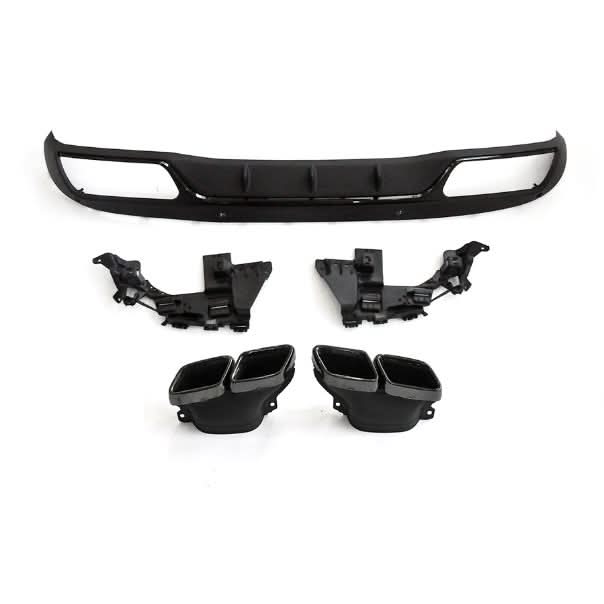 CF Style Gloss Black Rear Diffuser & Exhaust Tips for Mercedes Benz W205 C Class & C63 Saloon & Estate 15-21 - Carbon Factory