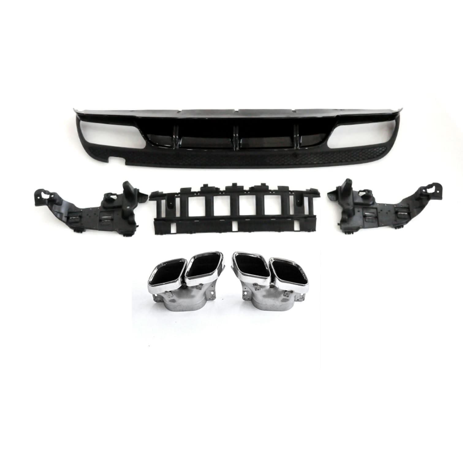 ED1 Style Gloss Black Rear Diffuser & Exhaust Tips for Mercedes Benz W205 C Class & C63 Saloon & Estate 15-21 - Carbon Factory