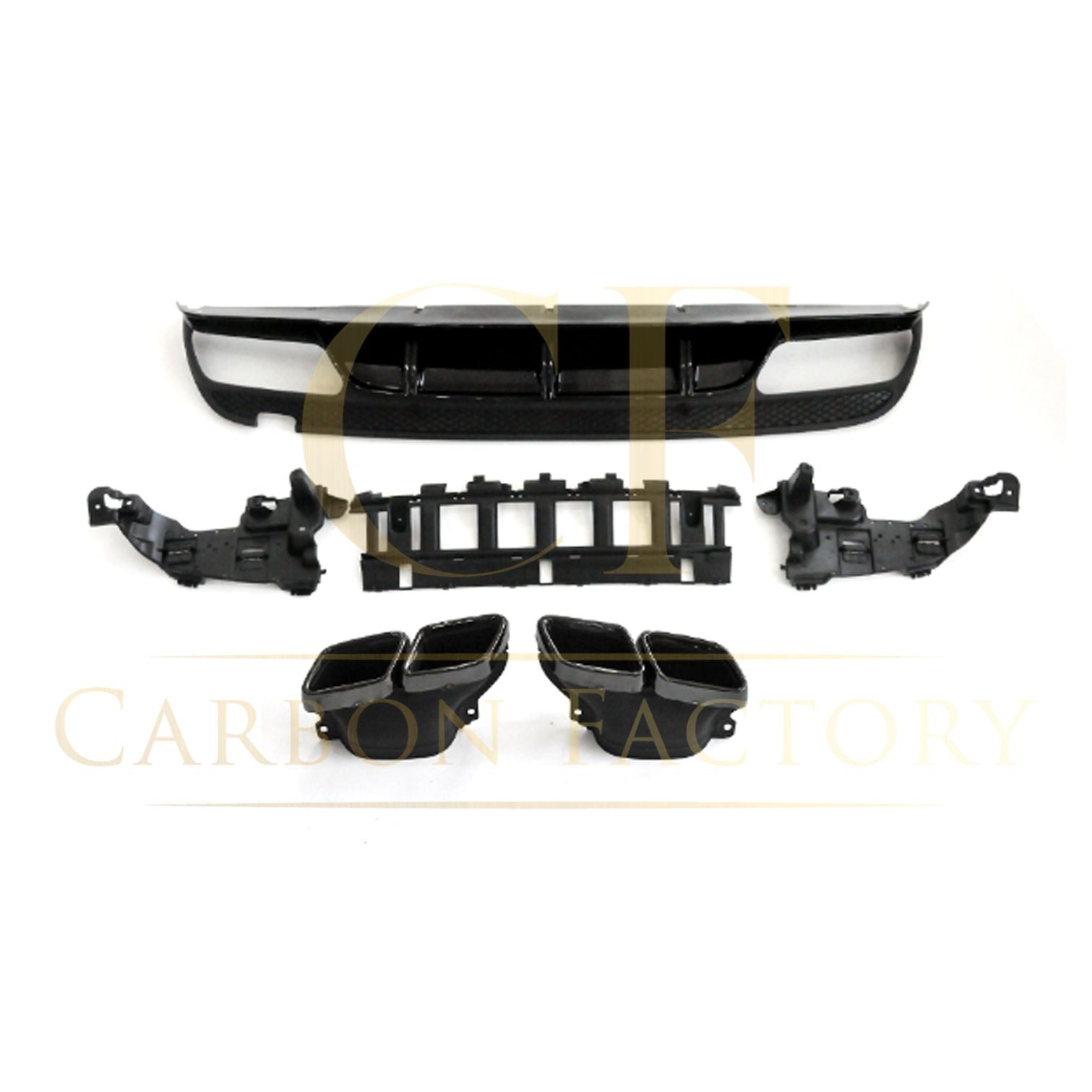 ED1 Style Gloss Black Rear Diffuser & Exhaust Tips for Mercedes Benz W205 C Class & C63 Saloon & Estate 15-21 - Carbon Factory