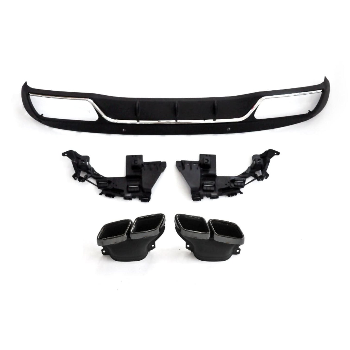 Z Style Gloss Black Rear Diffuser & Exhaust Tips for Mercedes Benz W205 C Class & C63 Saloon & Estate 15-21 - Carbon Factory
