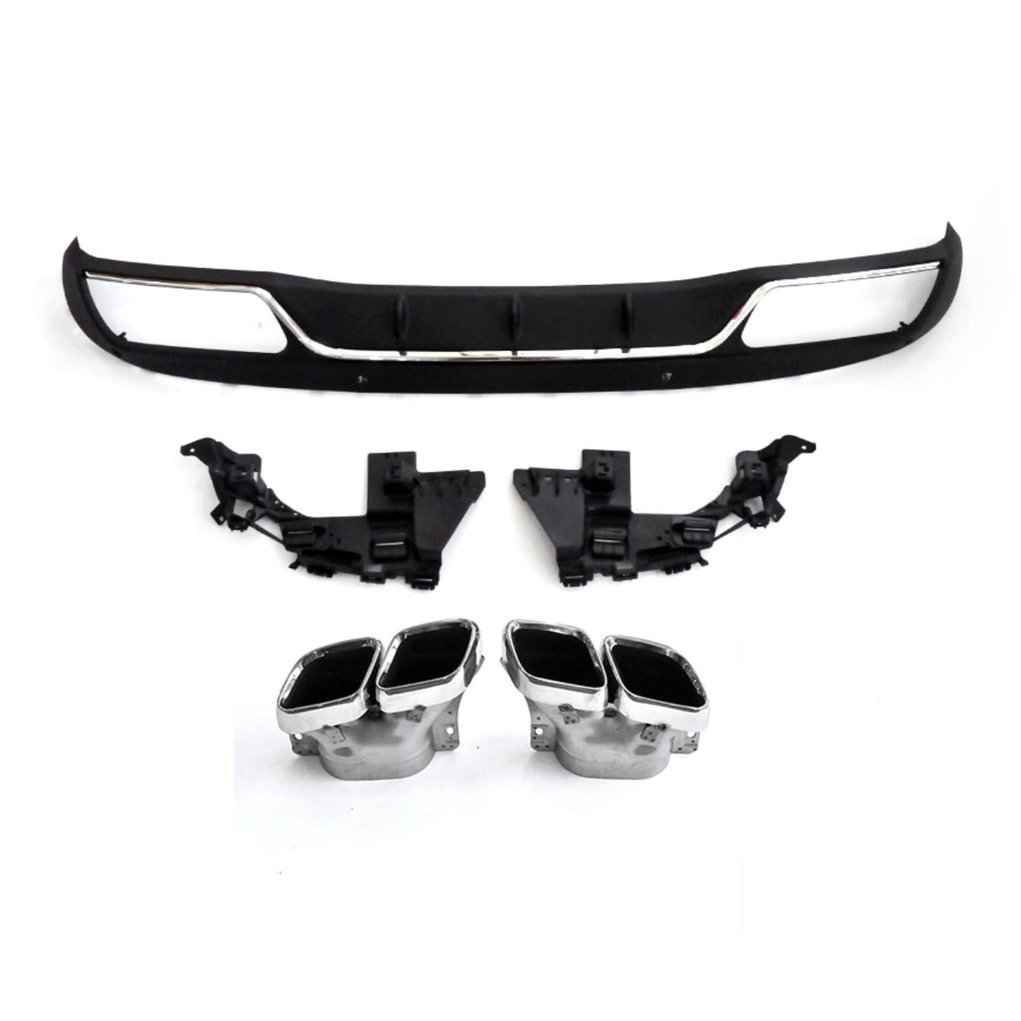 Z Style Gloss Black Rear Diffuser & Exhaust Tips for Mercedes Benz W205 C Class & C63 Saloon & Estate 15-21 - Carbon Factory