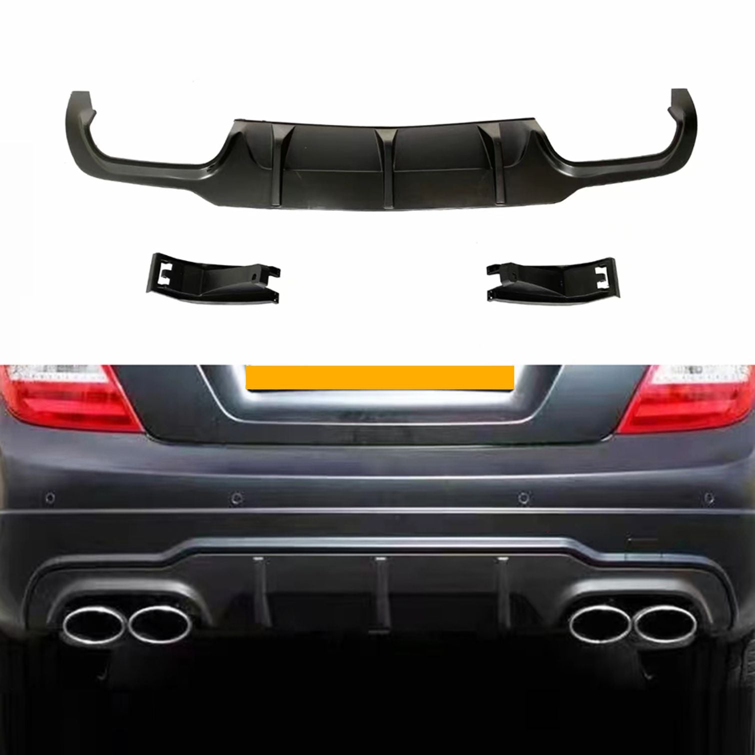 AMG Style Gloss Black Rear Diffuser for Mercedes Benz W204 C Class 12-14 - Carbon Factory