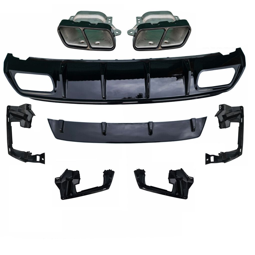 AMG Style Gloss Black Rear Diffuser with Exhaust Tips for Mercedes Benz W176 A Class 13-18 - Carbon Factory