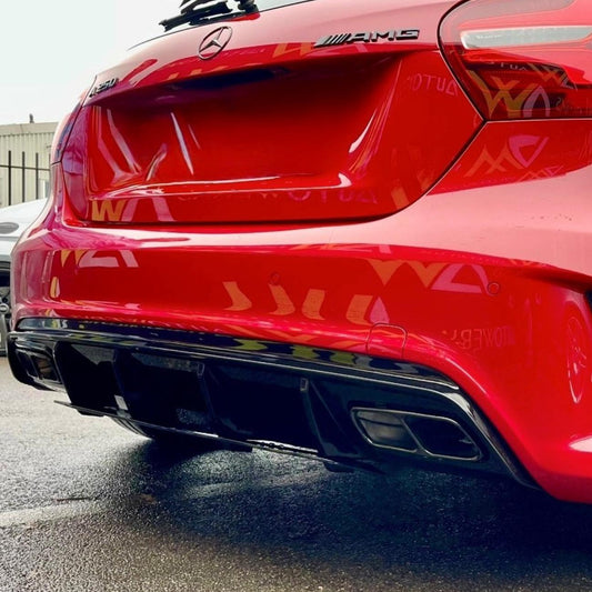 AMG Style Gloss Black Rear Diffuser with Exhaust Tips for Mercedes Benz W176 A Class 13-18 - Carbon Factory