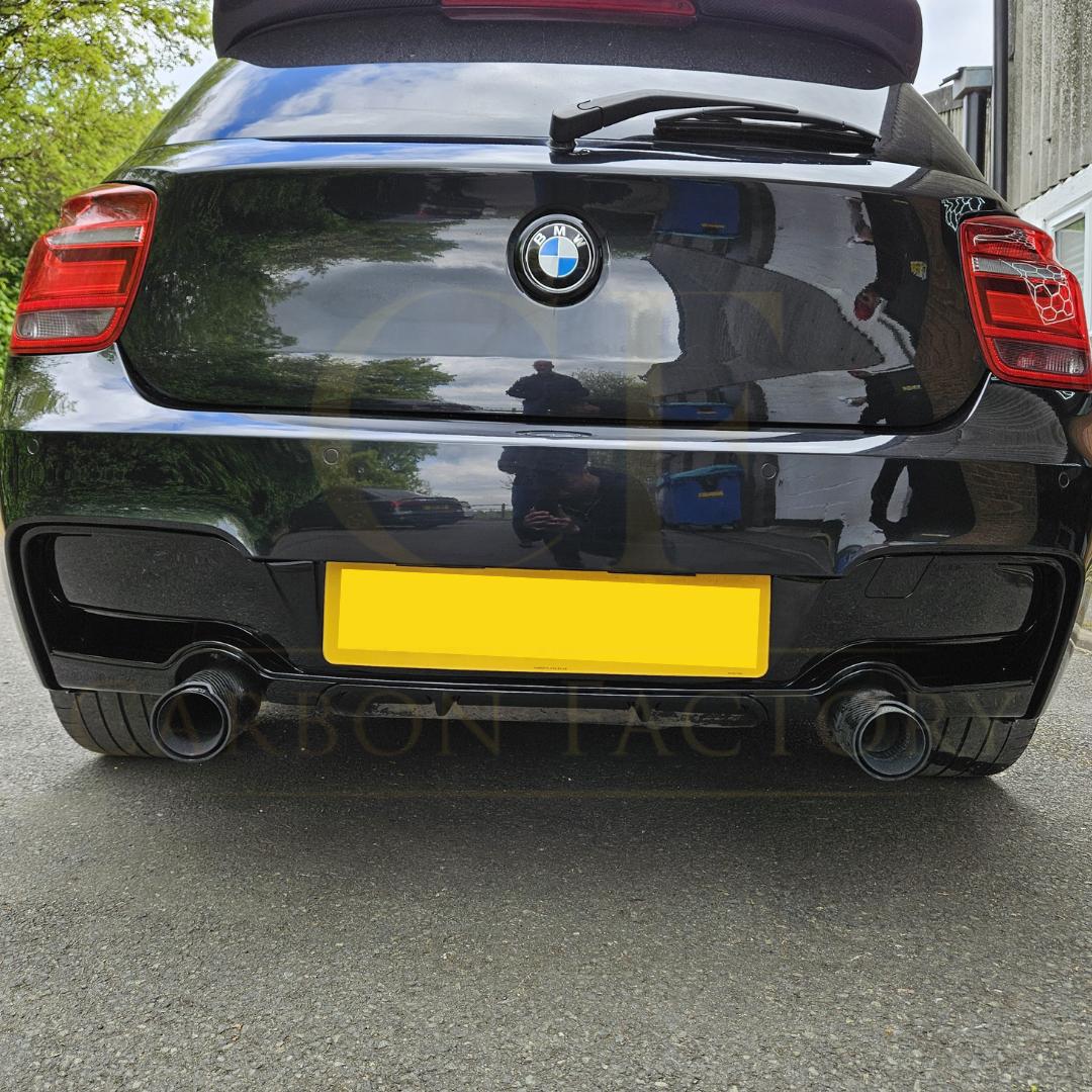 Gloss Black Rear Diffuser Dual Exhaust for BMW F20 1 Series Pre-LCI 12-14 - Carbon Factory
