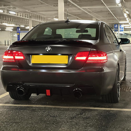 LED Style Gloss Black Rear Diffuser Dual Exhaust for BMW E92 E93 3 Series 05-13 - Carbon Factory