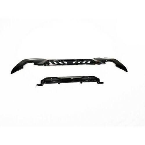 Gloss black rear diffuser with dual exhaust for BMW 3 Series G20 G21 Pre-LCI, showcasing sleek exterior design and fitment.