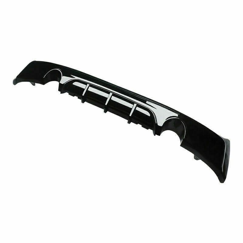 Gloss black rear diffuser with dual exhaust tips for BMW F22 2 Series M Sport, designed for enhanced sporty appearance.