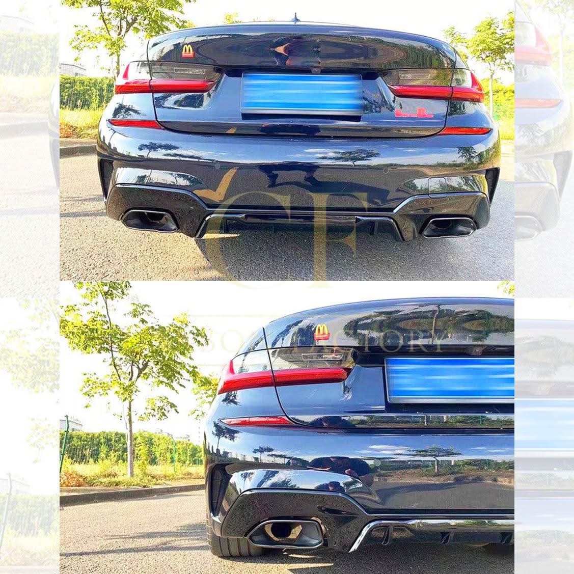 MP Style Gloss Black Rear Diffuser for BMW 3 Series G20 G21 340i Pre-LCI 19-22 - Carbon Factory