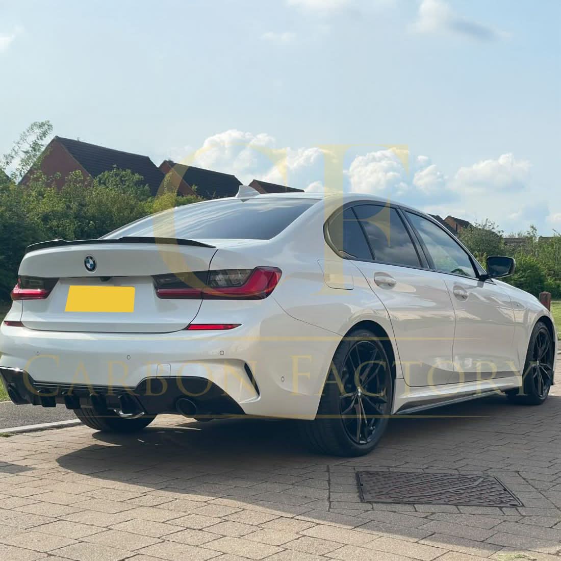 RK Style Gloss Black Rear Diffuser Dual Exhaust for BMW 3 Series G20 G21 Pre-LCI 19-22 - Carbon Factory