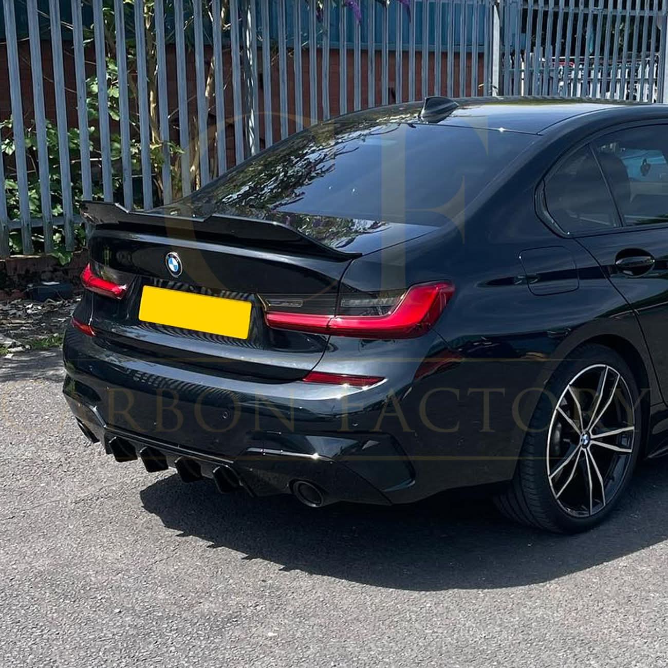 RK Style Gloss Black Rear Diffuser Dual Exhaust for BMW 3 Series G20 G21 Pre-LCI 19-22 - Carbon Factory