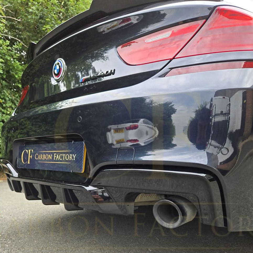 V Style Gloss Black Rear Diffuser Quad Exhaust for BMW 6 Series F06 F12 F13 M Sport 12-17 - Carbon Factory