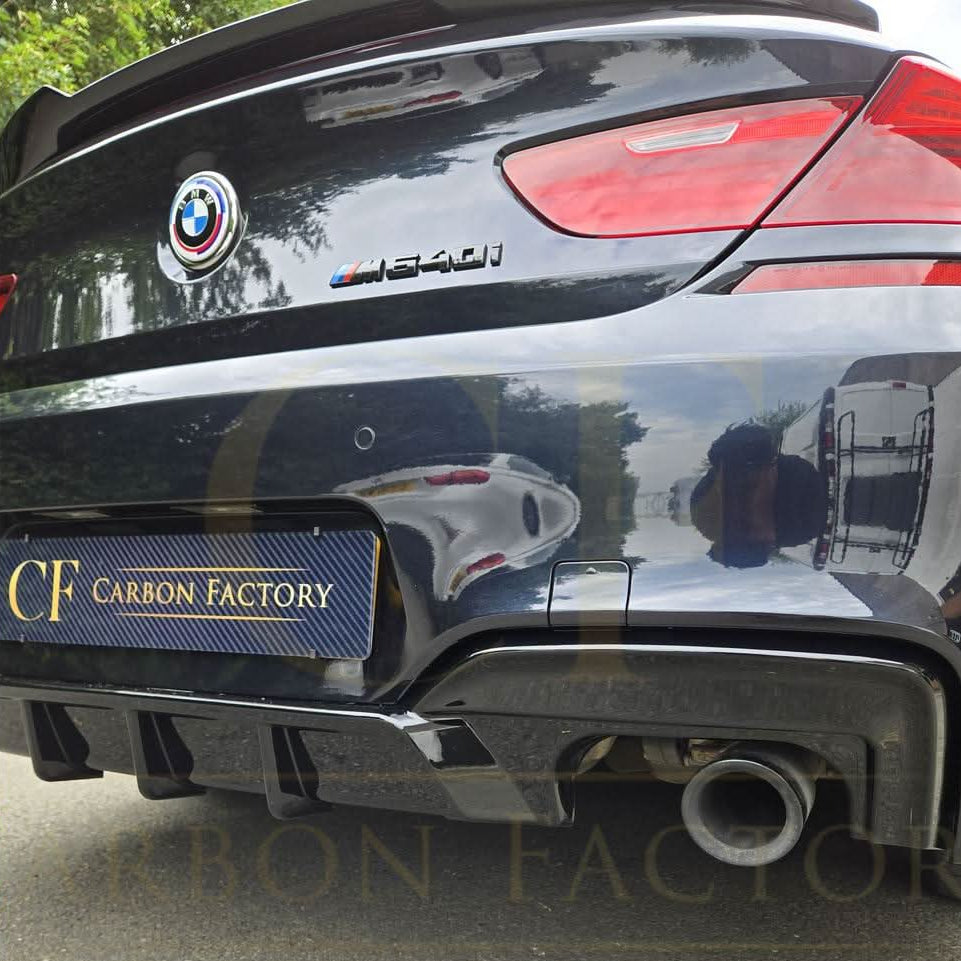 V Style Gloss Black Rear Diffuser Quad Exhaust for BMW 6 Series F06 F12 F13 M Sport 12-17 - Carbon Factory