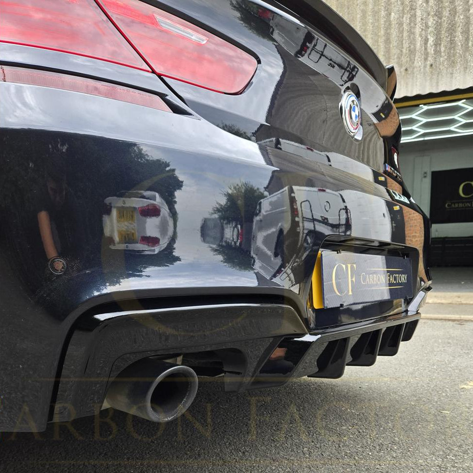 V Style Gloss Black Rear Diffuser Quad Exhaust for BMW 6 Series F06 F12 F13 M Sport 12-17 - Carbon Factory
