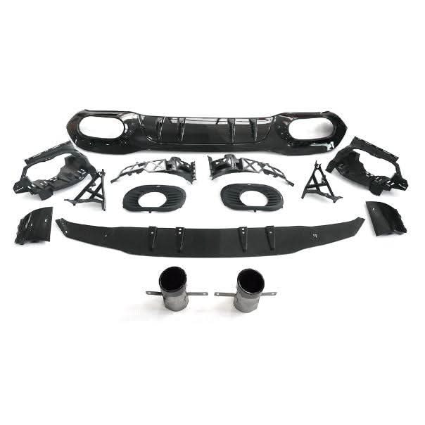 A35 Style Rear Diffuser & Twin Exhaust Tips for Mercedes Benz W177 A Class 18-24 - Carbon Factory