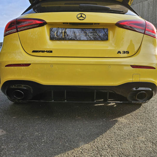 A35 Style Rear Diffuser & Twin Exhaust Tips for Mercedes Benz W177 A Class 18-24 - Carbon Factory