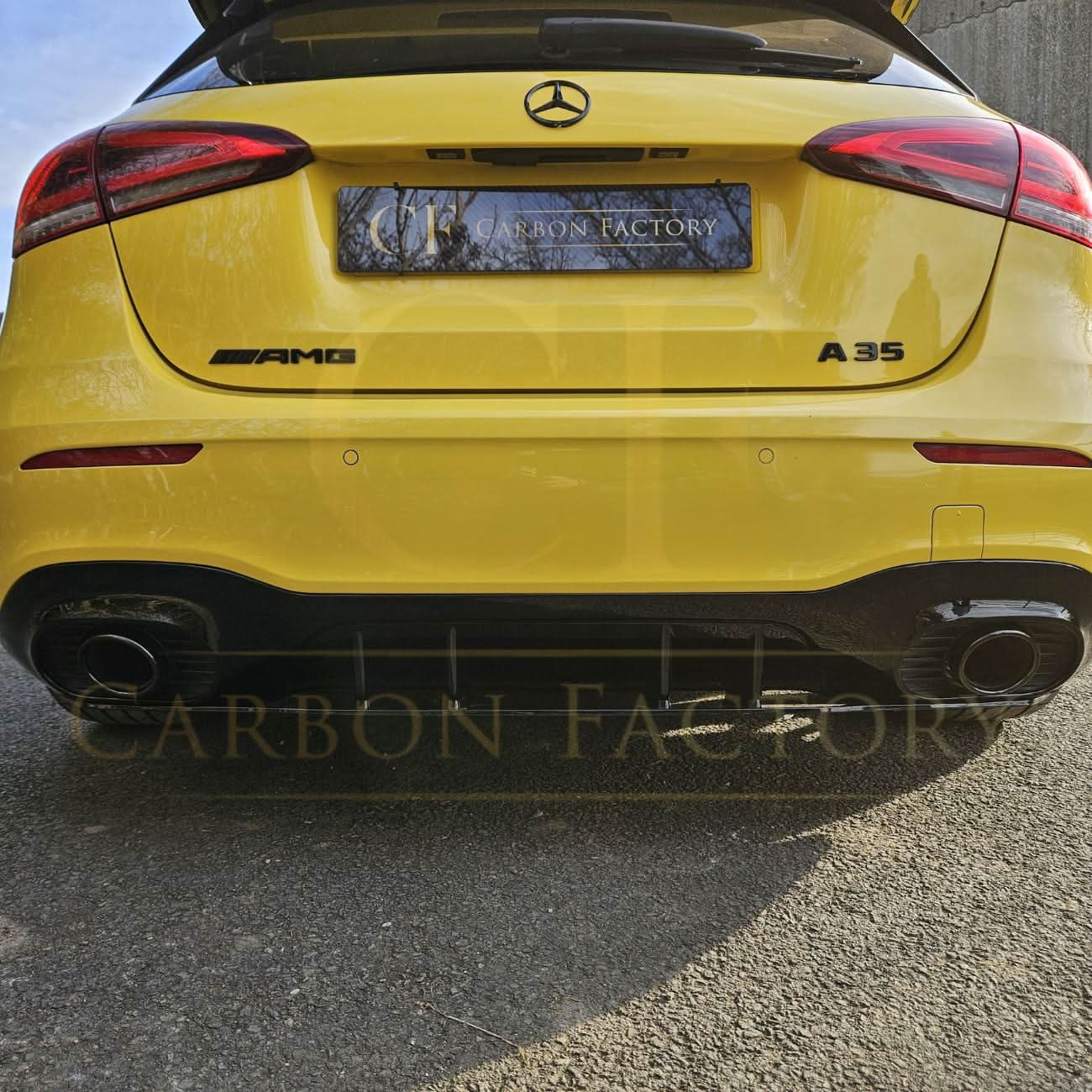 A35 Style Rear Diffuser & Twin Exhaust Tips for Mercedes Benz W177 A Class 18-24 - Carbon Factory