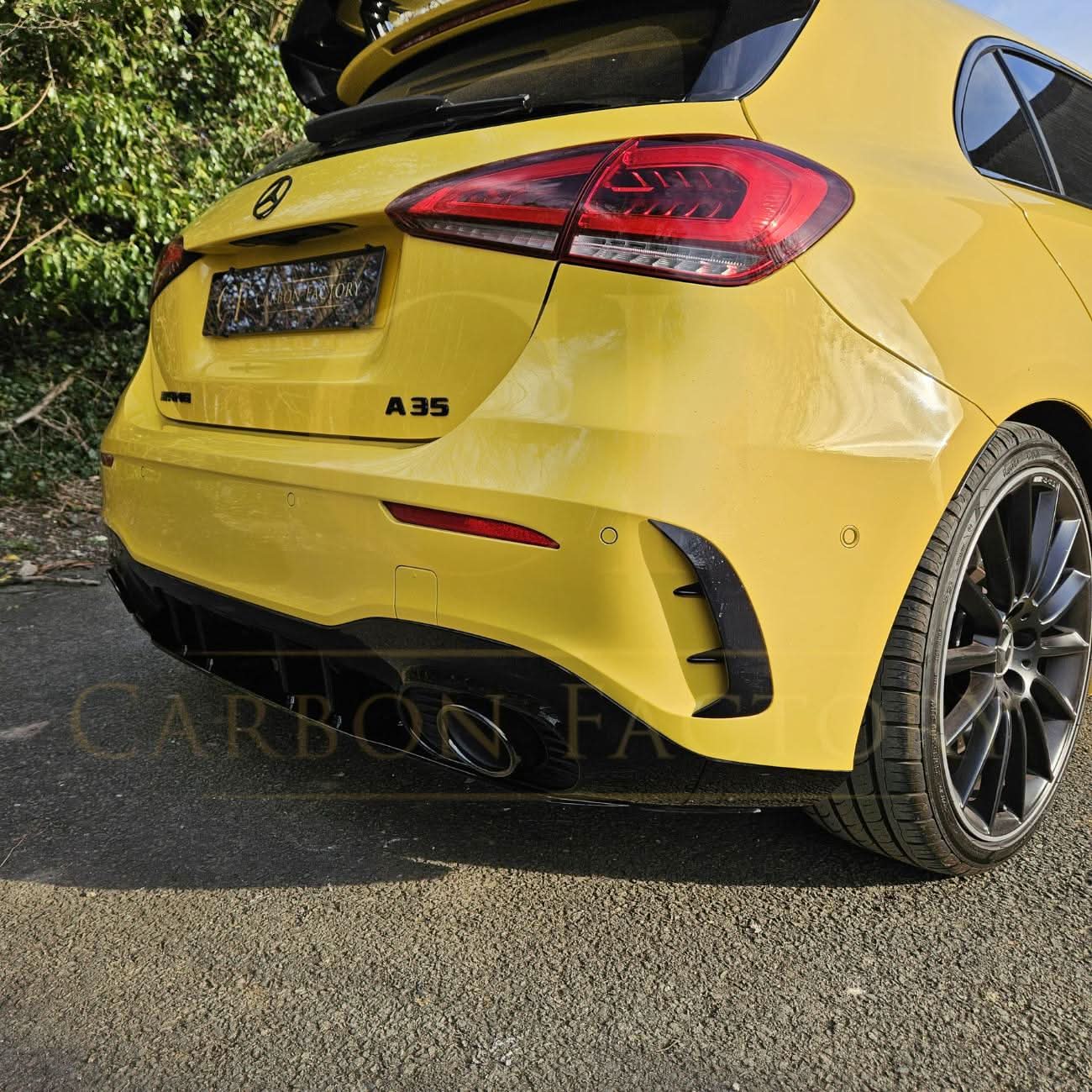 A35 Style Rear Diffuser & Twin Exhaust Tips for Mercedes Benz W177 A Class 18-24 - Carbon Factory