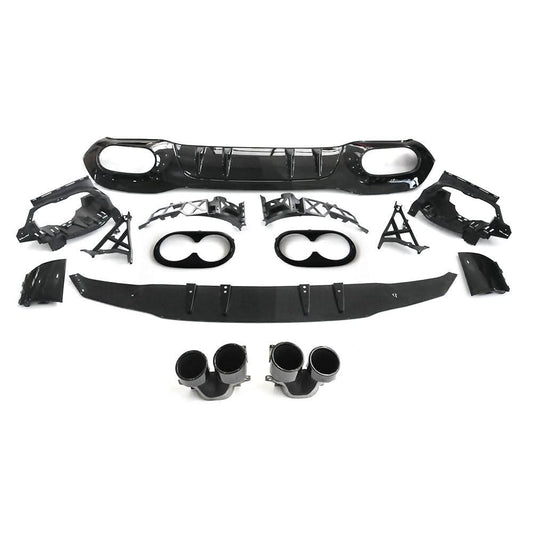 A45 Style Rear Diffuser & Exhaust Tips for Mercedes Benz W177 A Class 18-24 - Carbon Factory