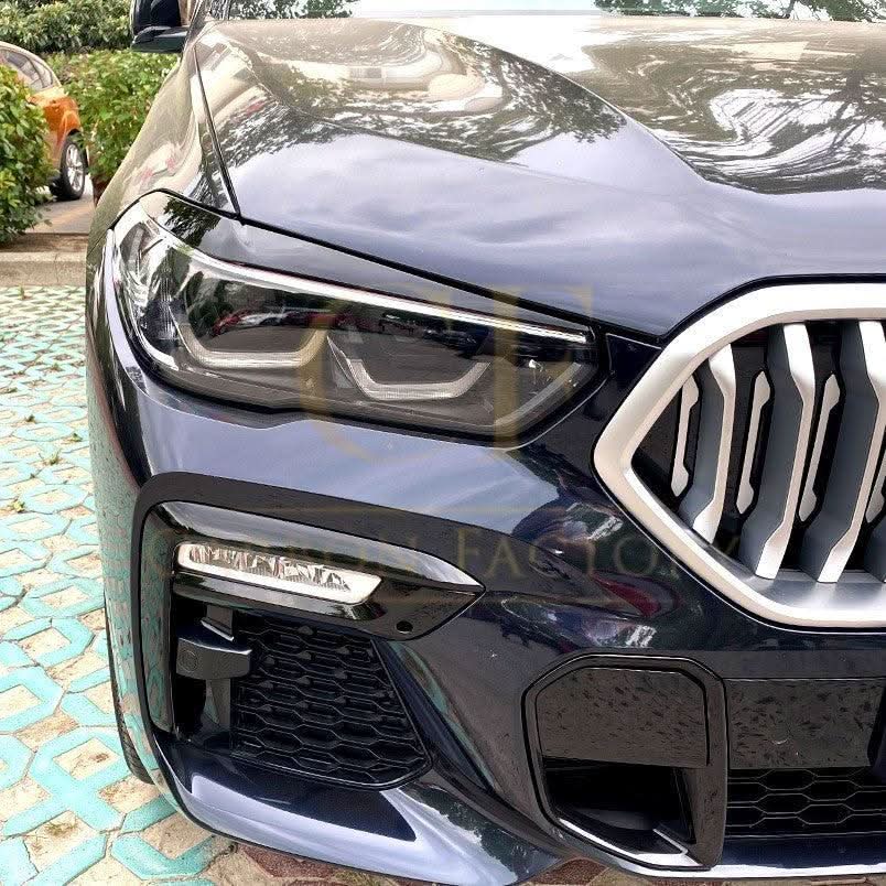 Gloss Black Headlight Trims for BMW G05 X5 G06 X6 19-25 - Carbon Factory