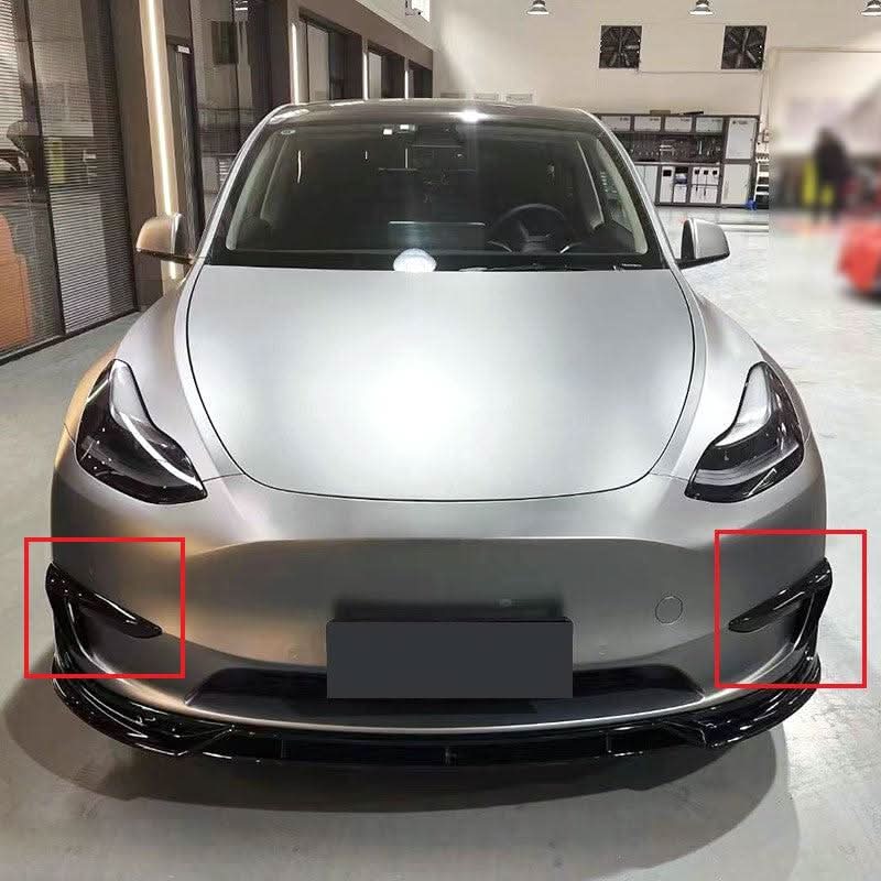Competition Style Gloss Black Front Bumper Trims for Tesla Model Y 19-24 - Carbon Factory