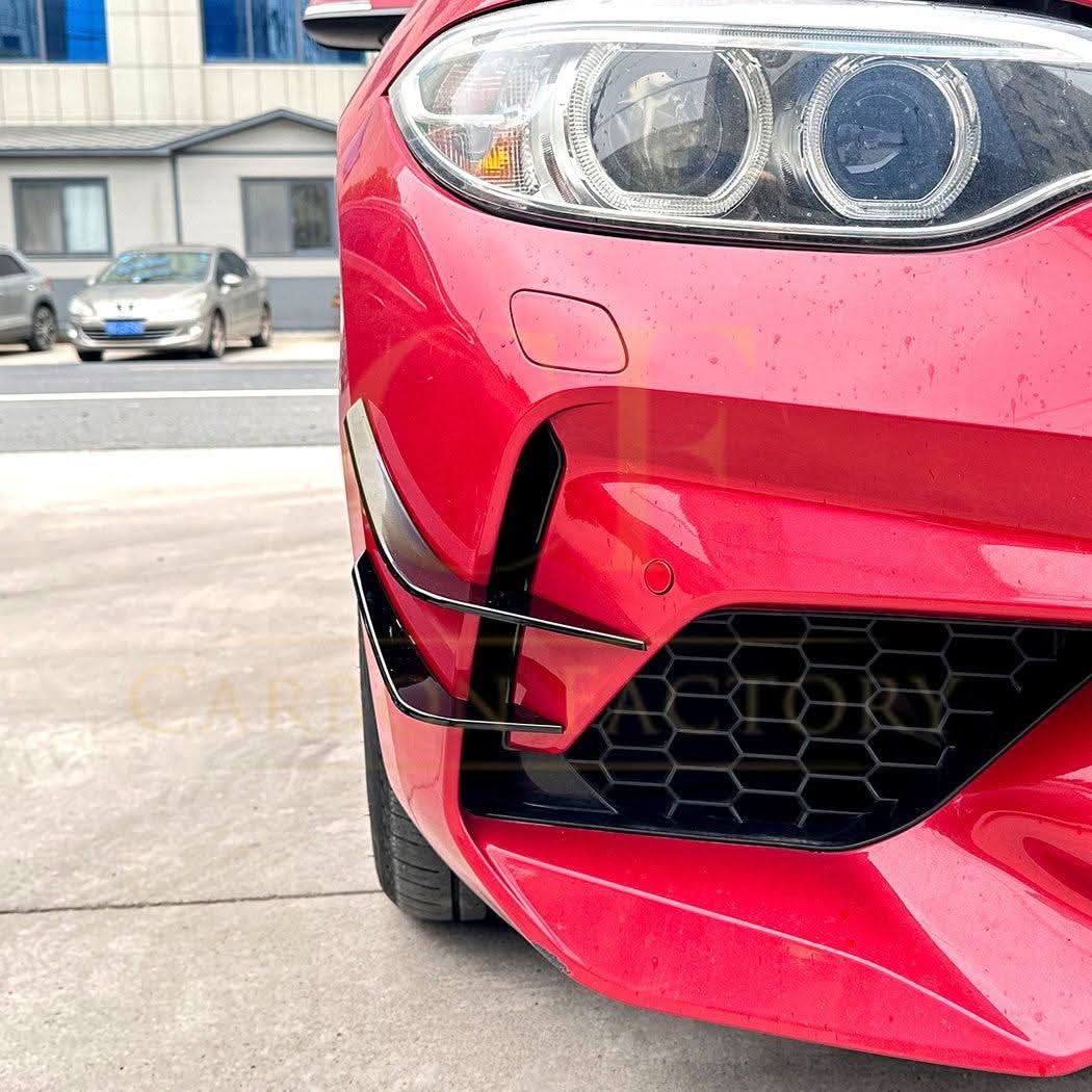 Gloss Black Front Bumper Canards for BMW F87 M2 OG 14-20 - Carbon Factory