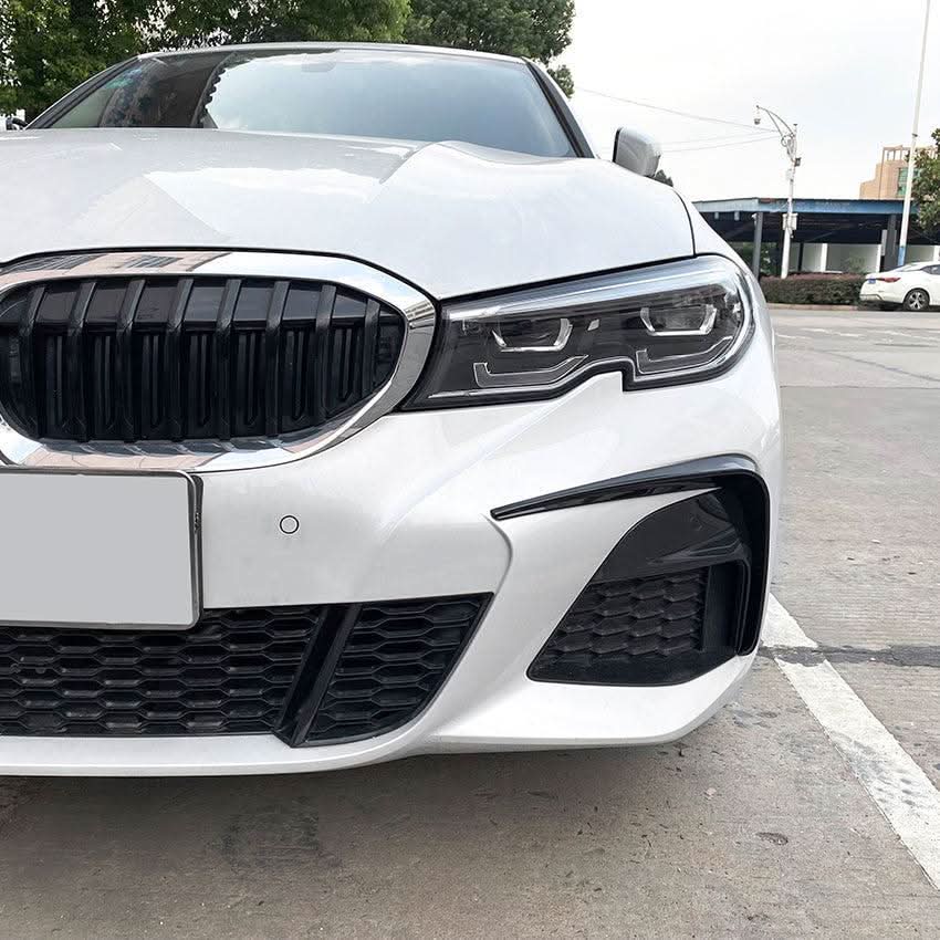 Gloss Black Front Bumper Trims for BMW 3 Series G20 G21 Pre-LCI 19-22 - Carbon Factory
