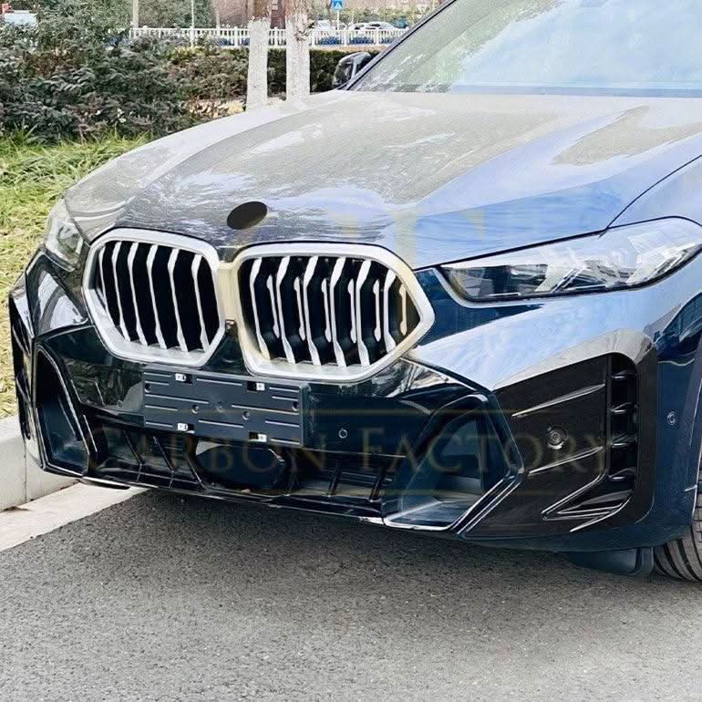 Gloss Black Front Bumper Trims for BMW G06 X6 LCI 23-25 - Carbon Factory