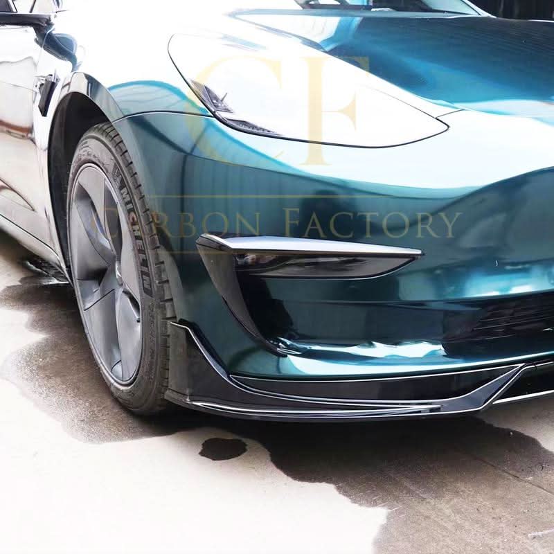 Gloss Black Front bumper Trims for Tesla Model 3 16-23 - Carbon Factory